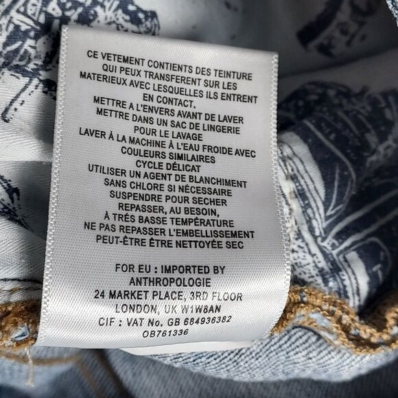 Anthropologie Pilcro Jeans 27 Boho Embroidered Ruffle Hem Floral Denim - Picture 15 of 16